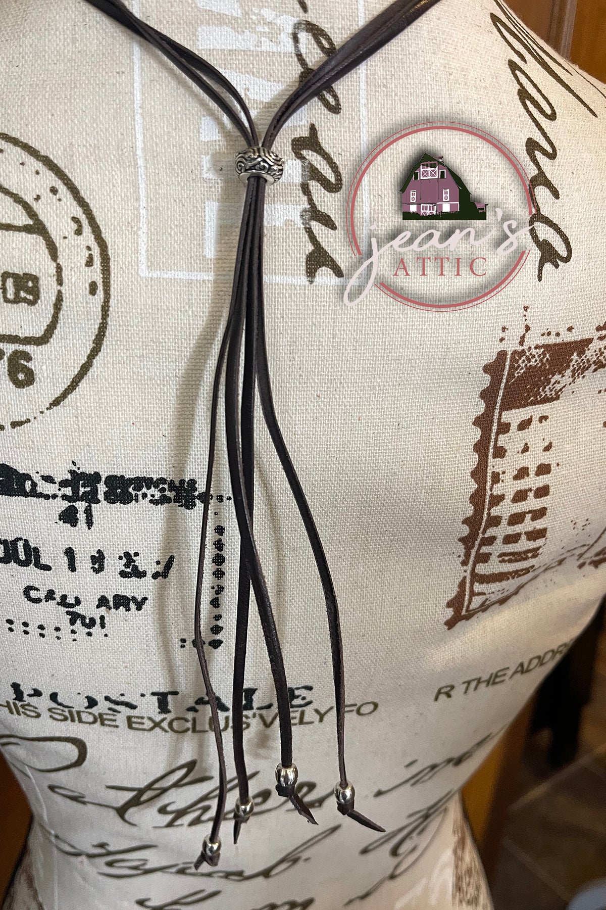 Leather Boho Necklace with Drop Accents