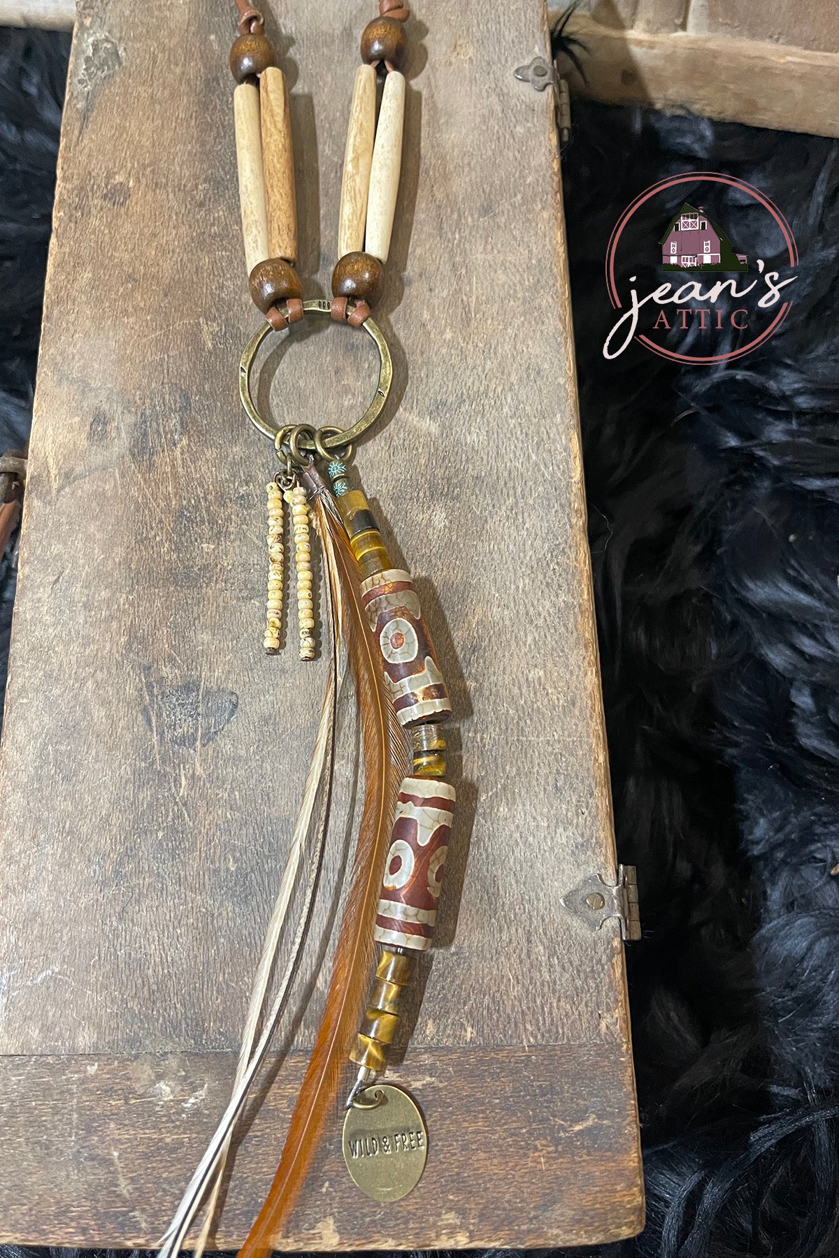 Leather Boho Necklace with Drop Accents