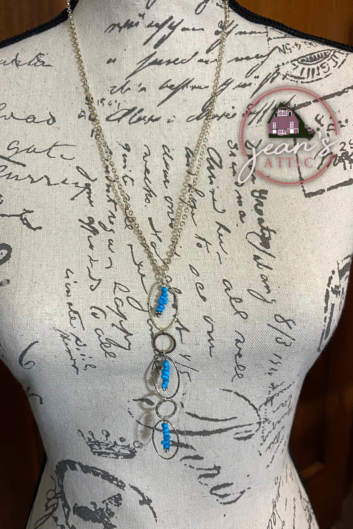 Sterling Silver & Sleeping Beauty Drop Necklace