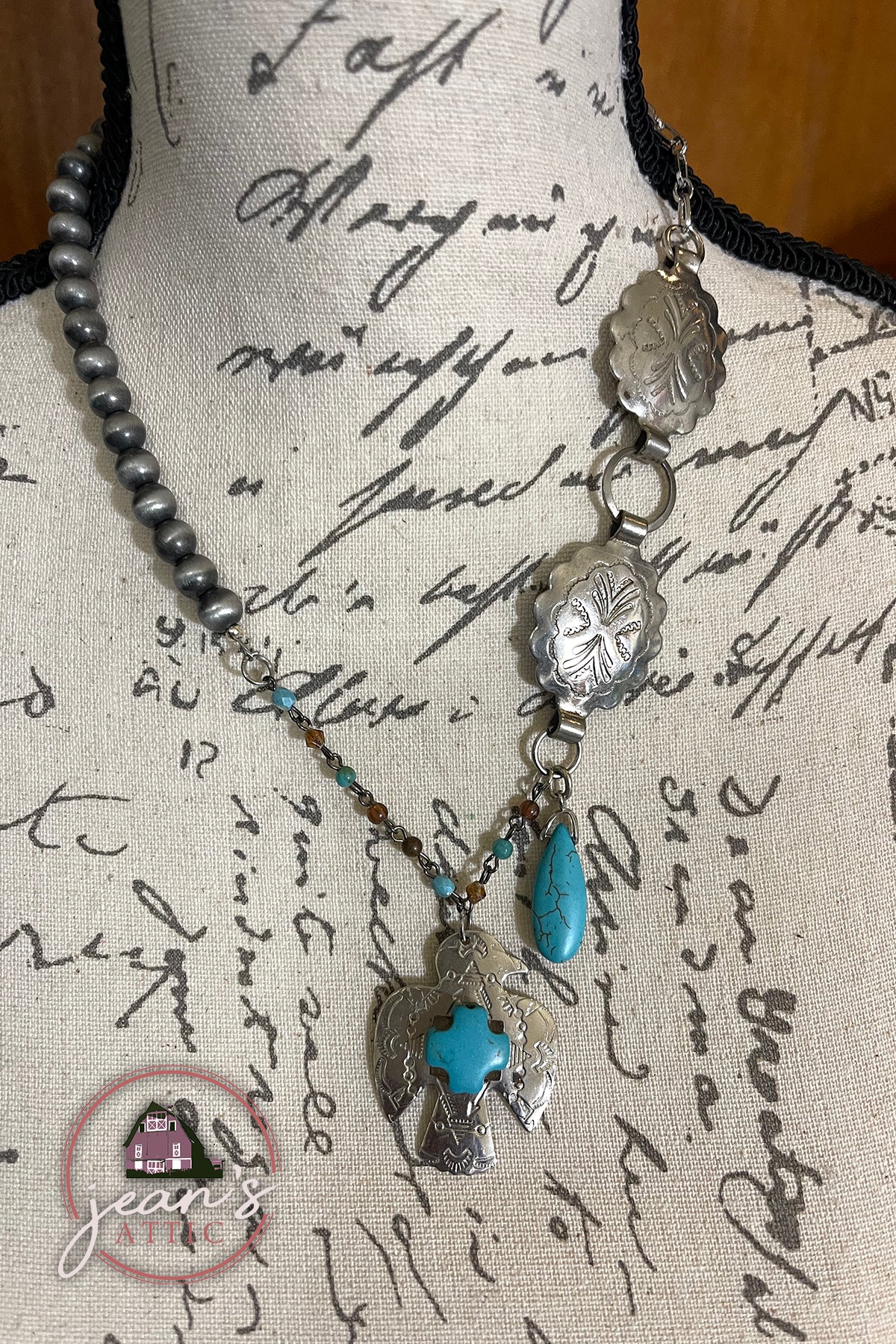 Costume Navajo Pearls with Eagle Accent Necklace