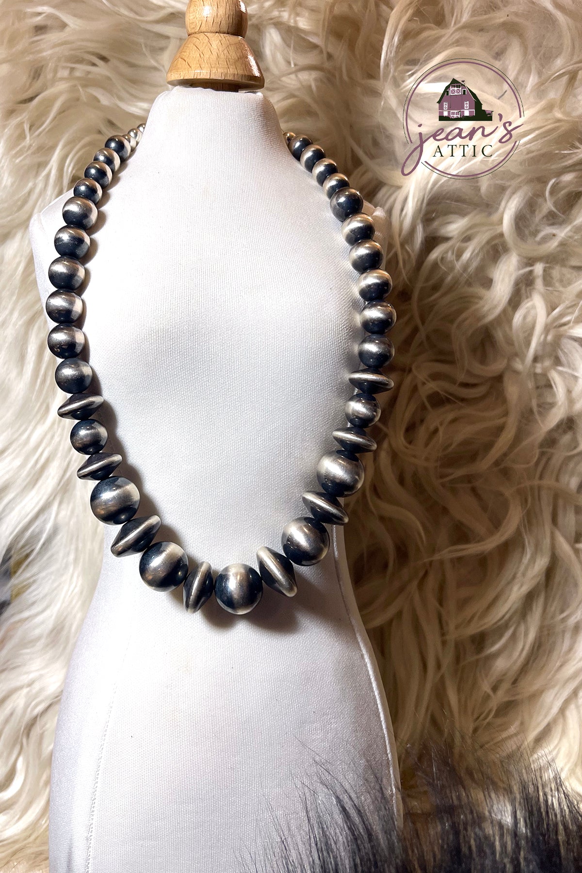 Navajo Pearl & Disc Pearl Necklace