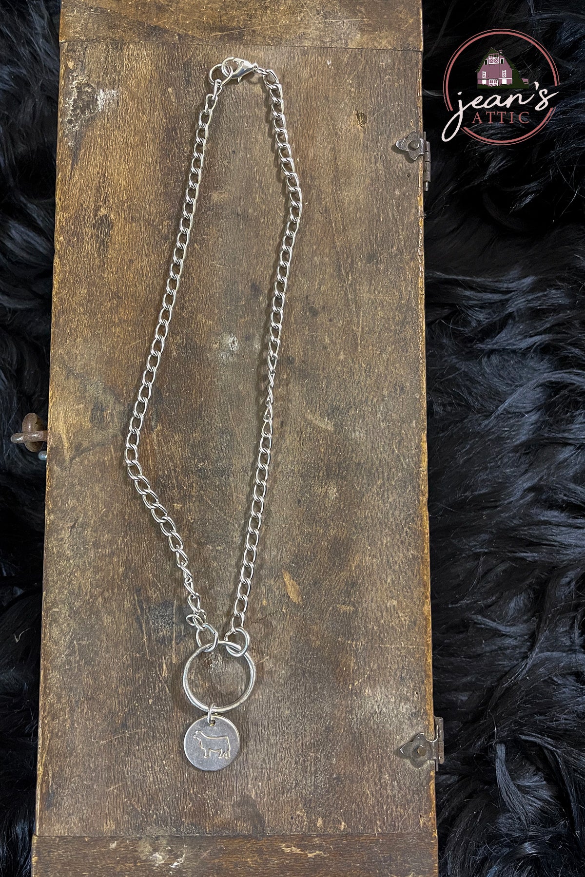 Silver Chain Show Heifer Charm Necklace