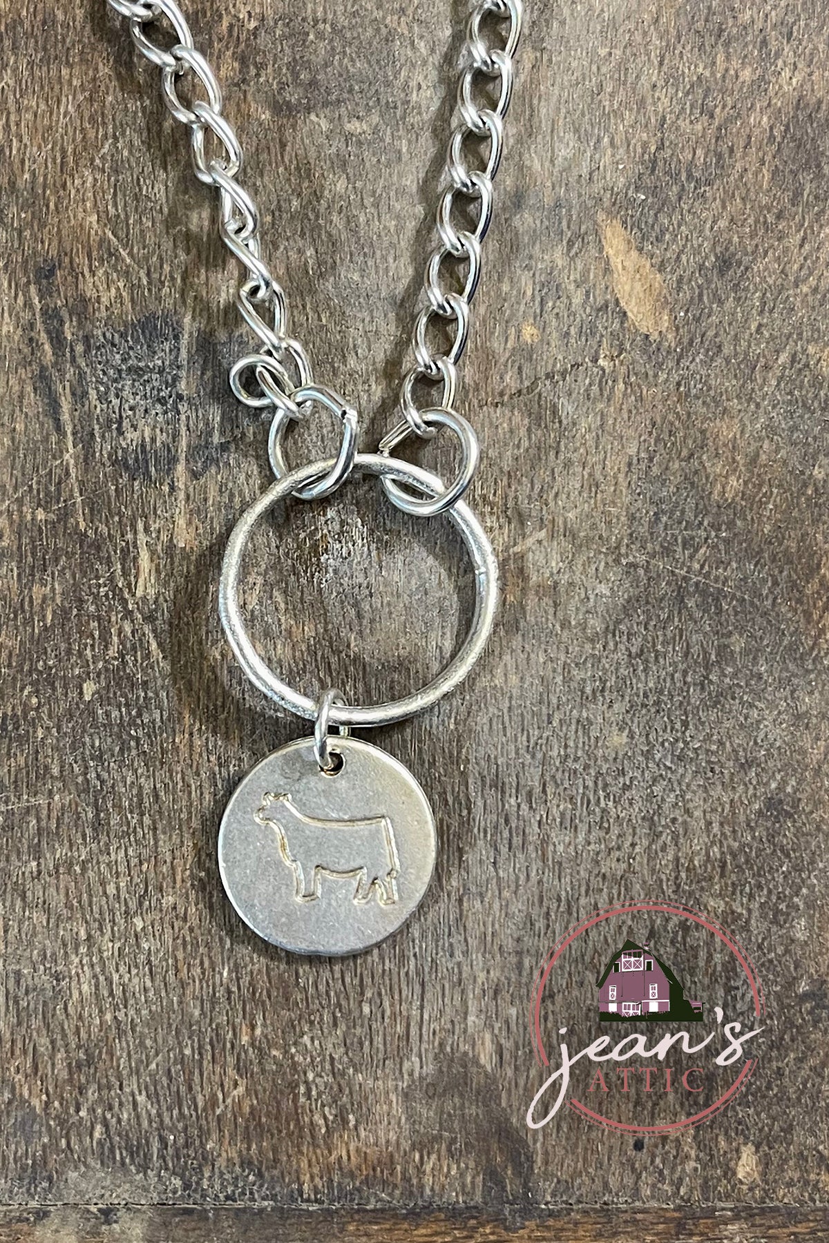 Silver Chain Show Heifer Charm Necklace