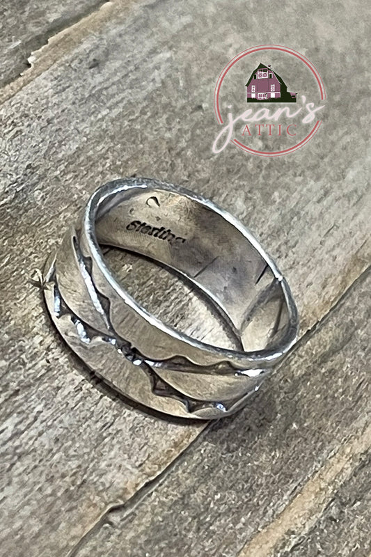 Navajo Sterling Silver Stamped Band