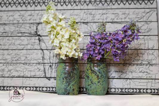 Patina Mason Jars - Set of 2