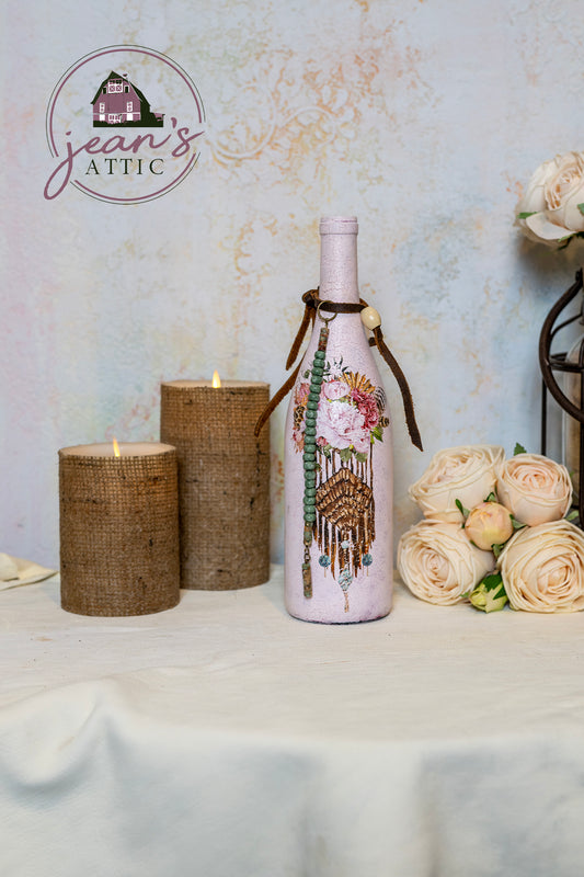 Mixed Media Wine Bottle Decor
