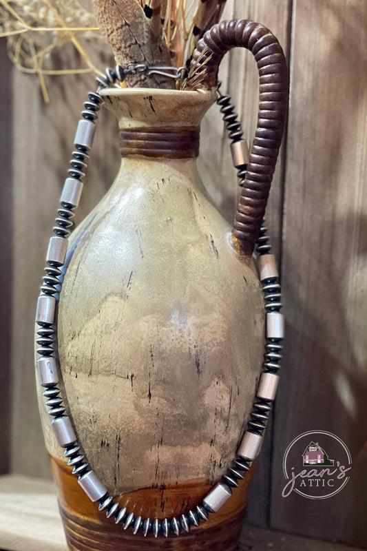 Navajo Disc Pearls w Sterling Silver Navajo Tube Beads