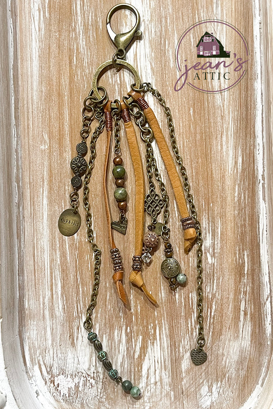 "Wild & Free" Leather / Brown Bag Tassel