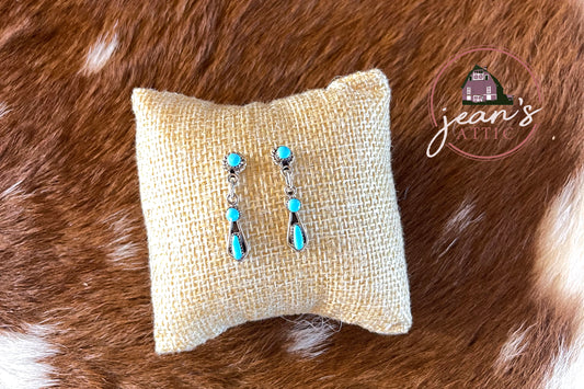 Zuni Sterling Silver Blue Turquoise Earring