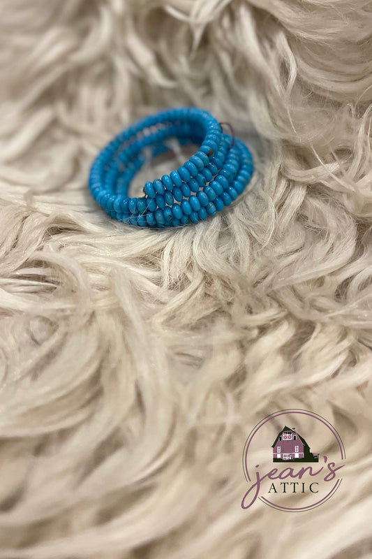 Navajo Memory Wire Sterling Silver Turquoise Bracelet