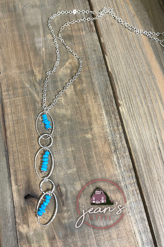 Sterling Silver & Sleeping Beauty Drop Necklace