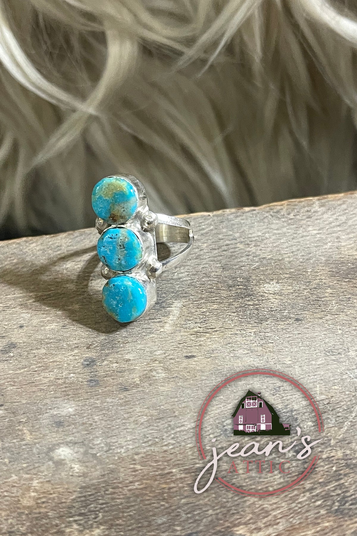 Navajo Sterling Silver 3 Stone Turquoise Ring