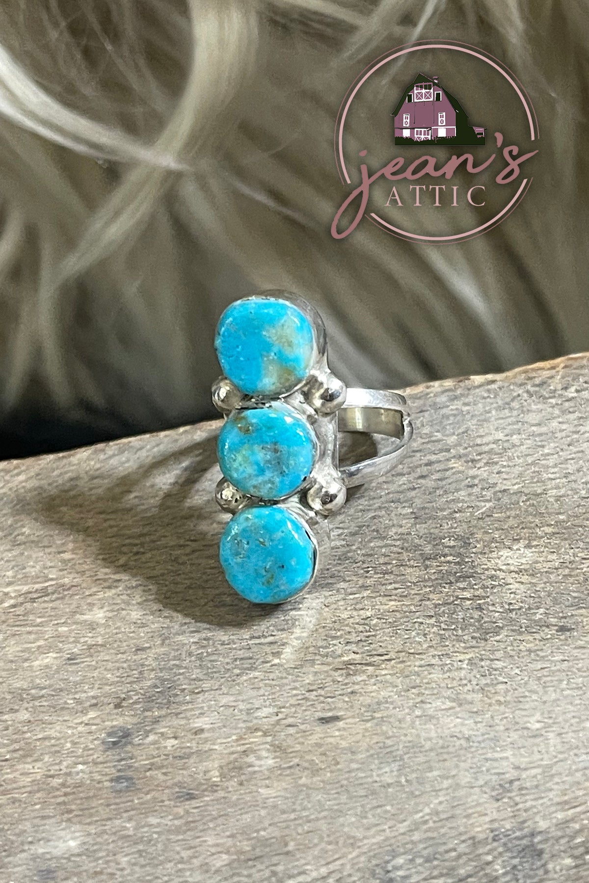 Navajo Sterling Silver 3 Stone Turquoise Ring