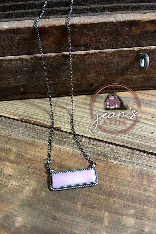 Pink Conch Shell Bar Necklace