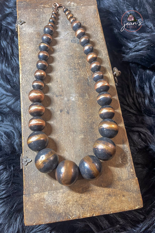 Copper Pearl Necklace - Graduated