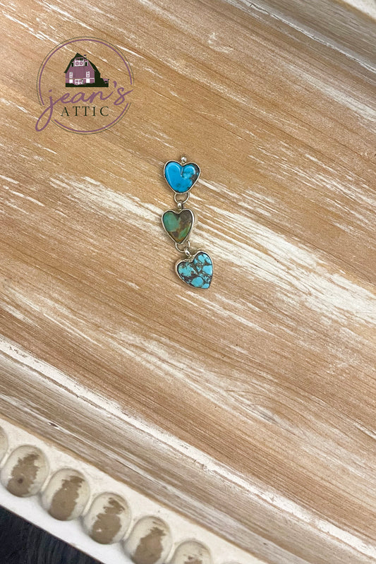 Turquoise 3 Heart Pendant