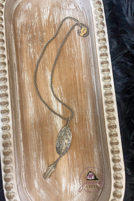 Vintage Feather Pendant on Sterling Silver Chain