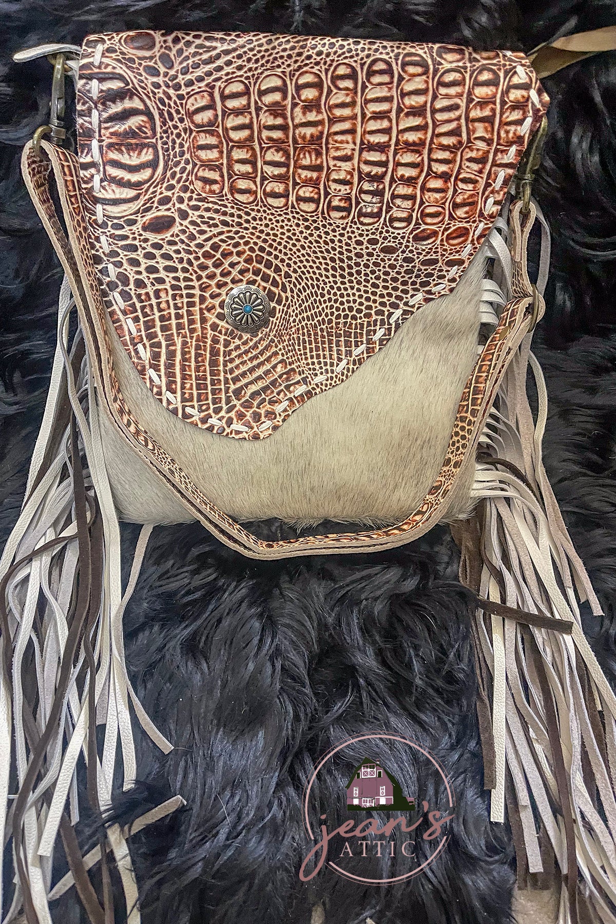 Cowhide Fringe Crossbody Bag