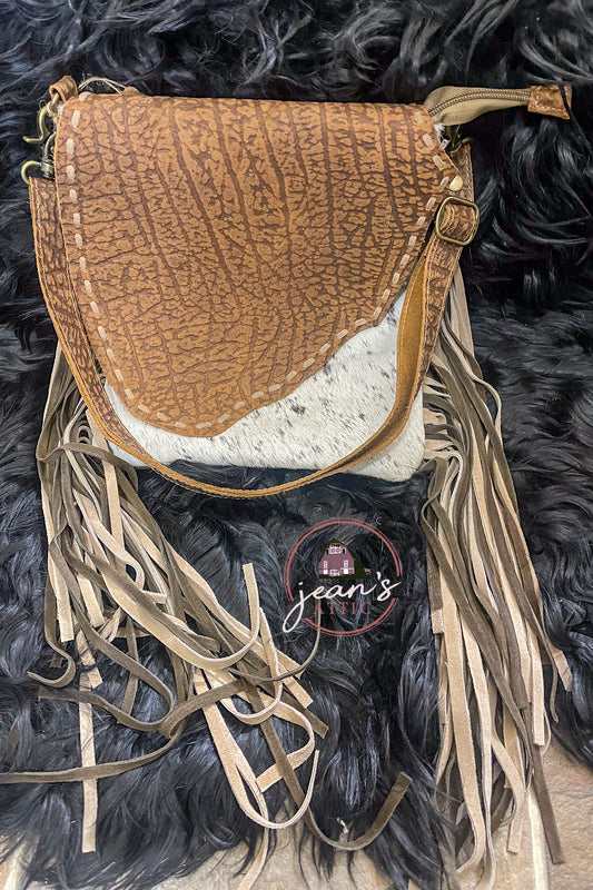 Cowhide Fringe Crossbody Bag