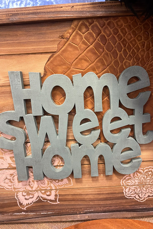 Home Sweet Home Sign - with Leather