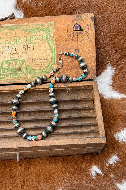 Kingman Turquoise and Navajo Pearl Necklace