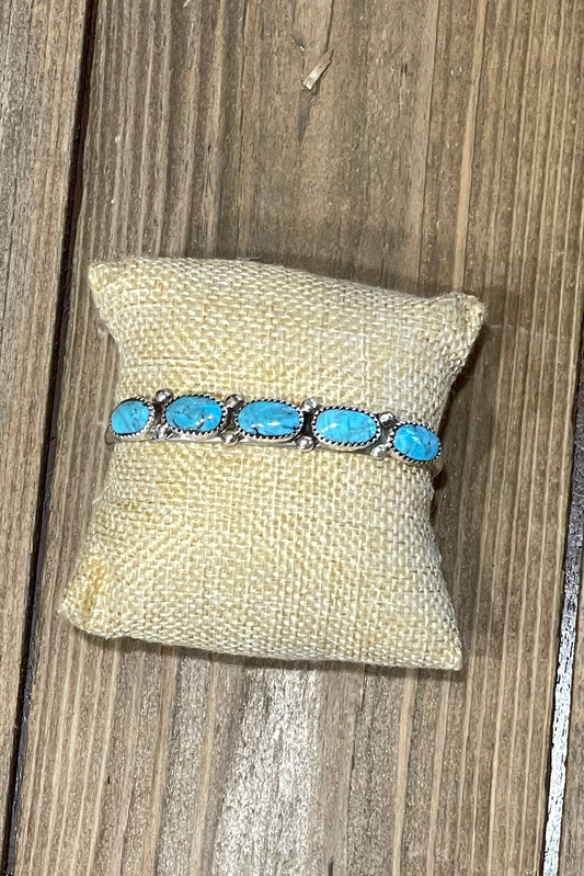 Kingman Turquoise Navajo Sterling Silver Cuff Bracelet