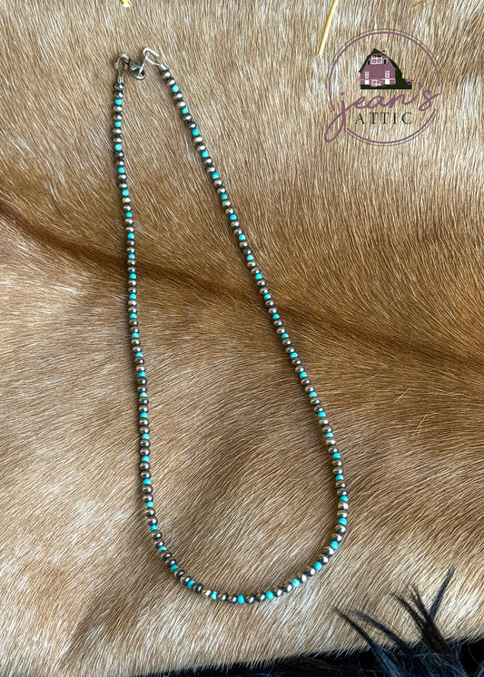 Navajo Pearl and Kingman Turquoise Necklace