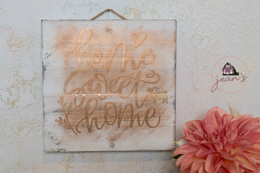 Home Sweet Home Sign with Gold Accent