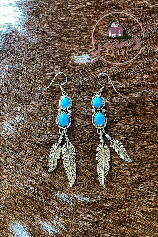 Sonoran Turquoise Feathered Earrings