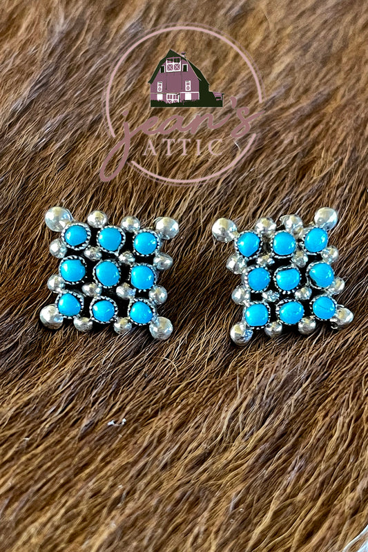 Zuni Turquoise Snake Eye Earrings