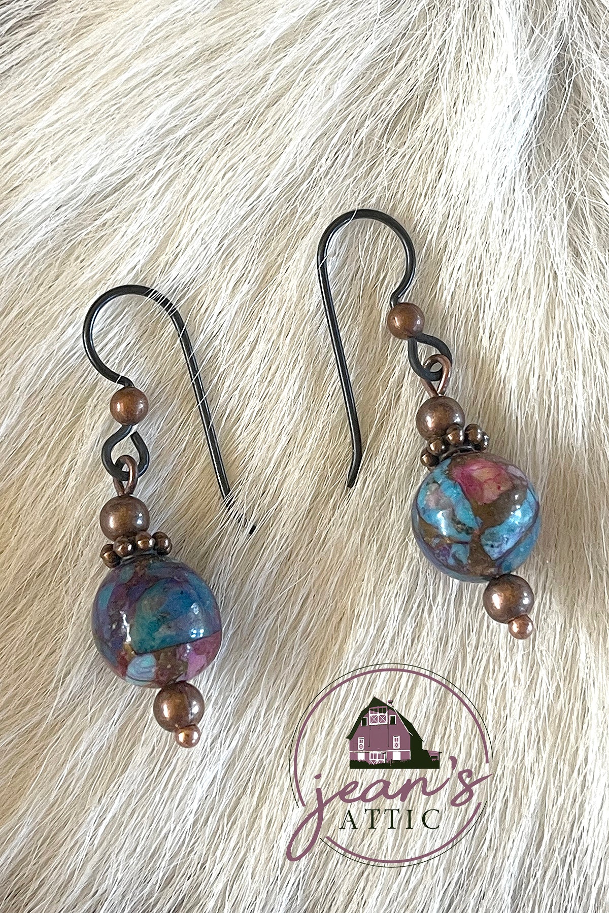 Kingman Turquoise & Antique Brass Drop Earring