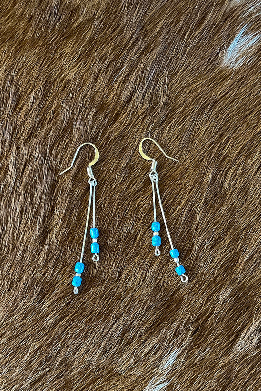 Navajo Sterling Silver Earring w Turquoise Accents