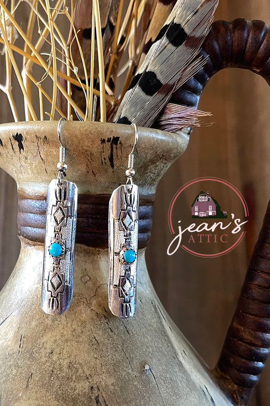 Navajo Sterling Silver Etched Earring
