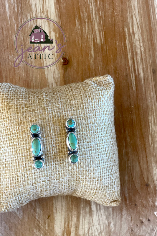 Kingman Turquoise Navajo Sterling Silver Earring