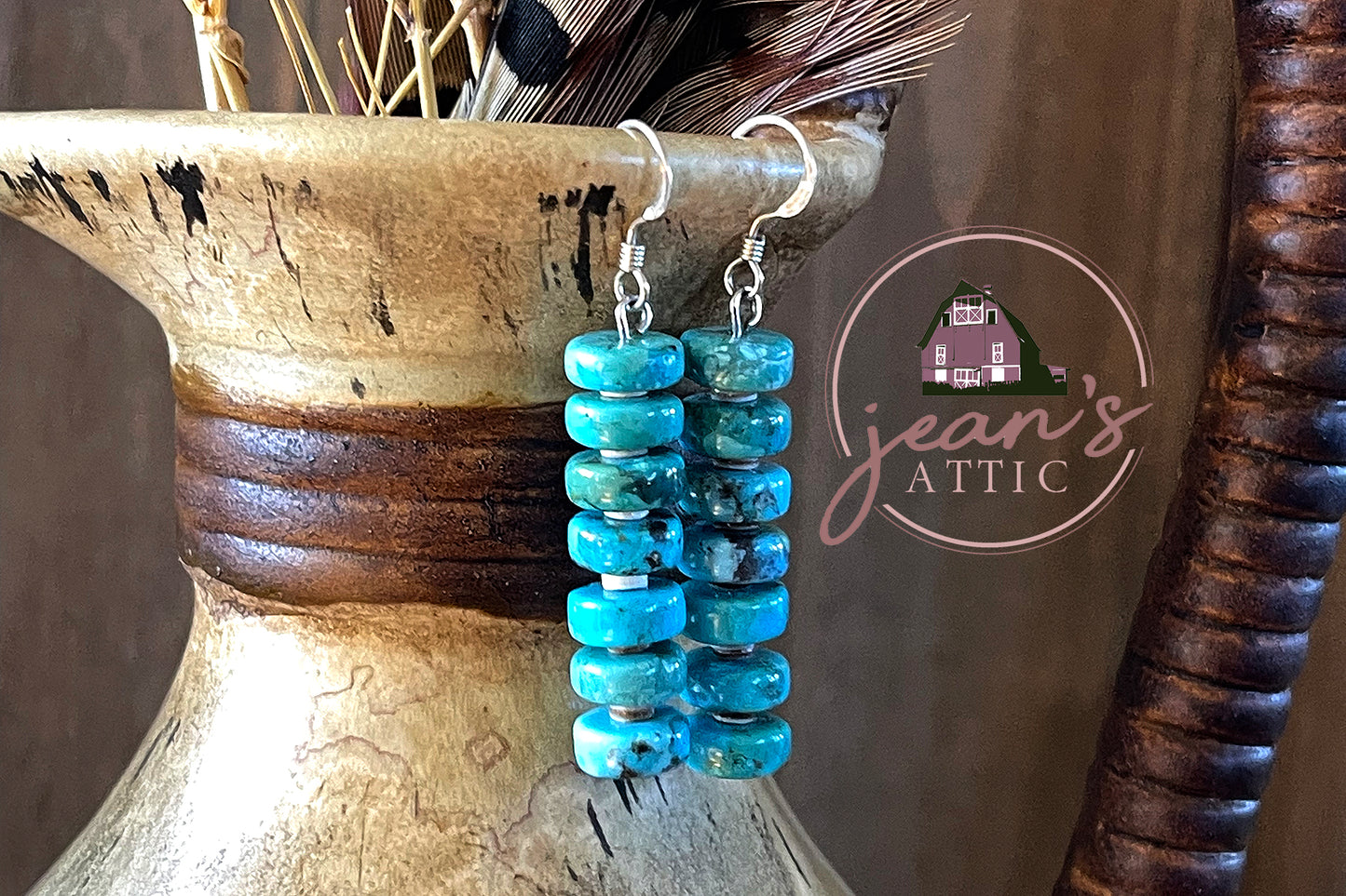 Navajo Kingman Turquoise Heishi Earring