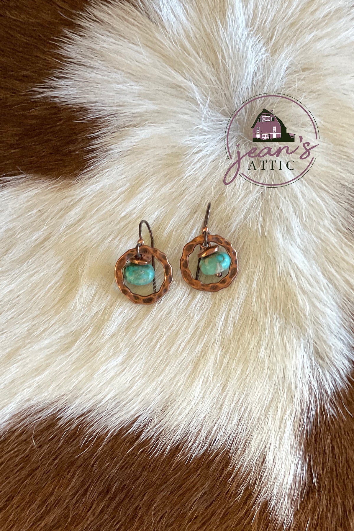 Stamped Brass & Turquoise Earring