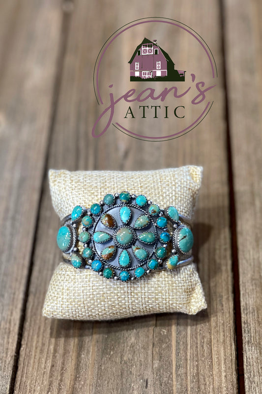 Royston Turquoise Cluster Cuff Bracelet