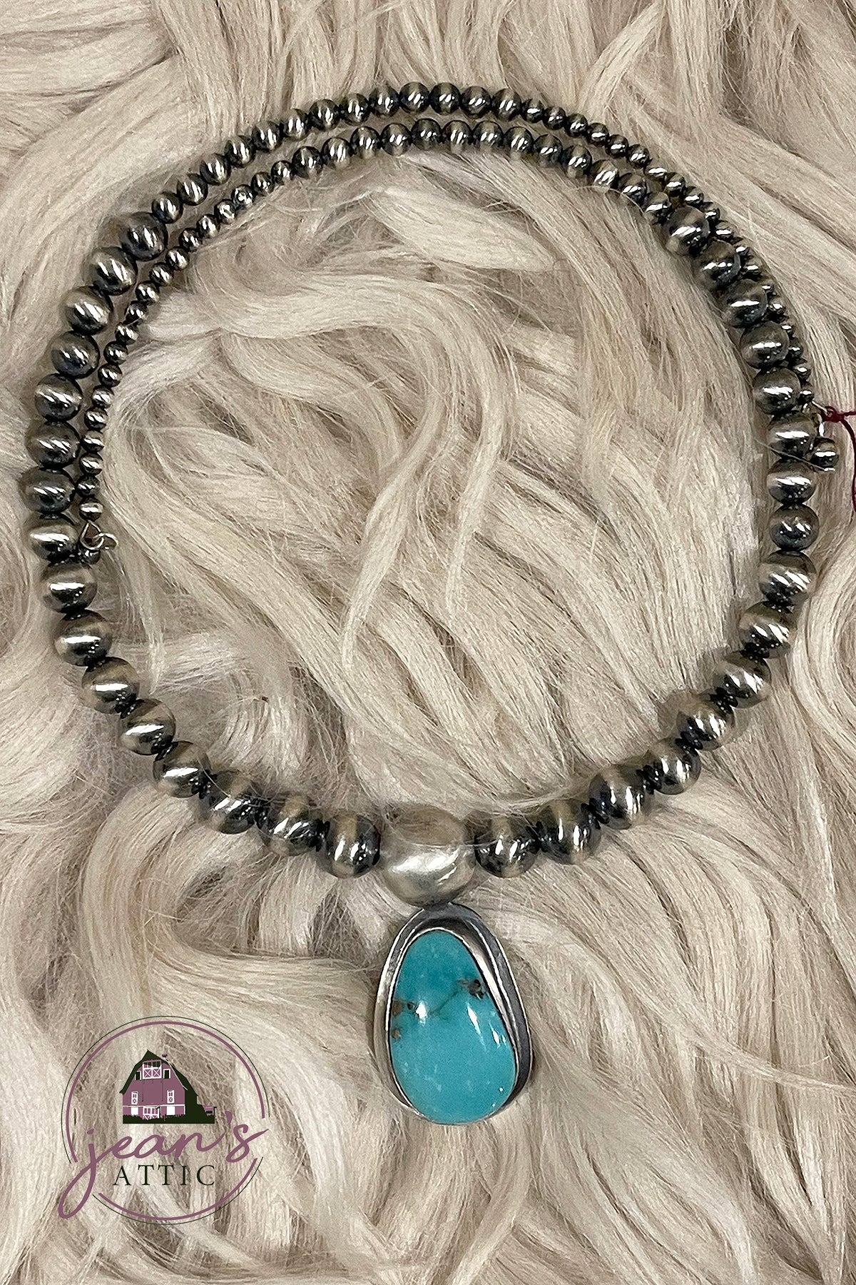 Navajo Pearl w Turquoise Pendant