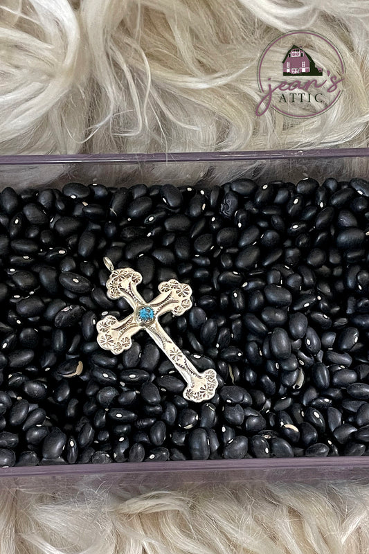 Navajo Sterling Silver & Turquoise Cross Pendant