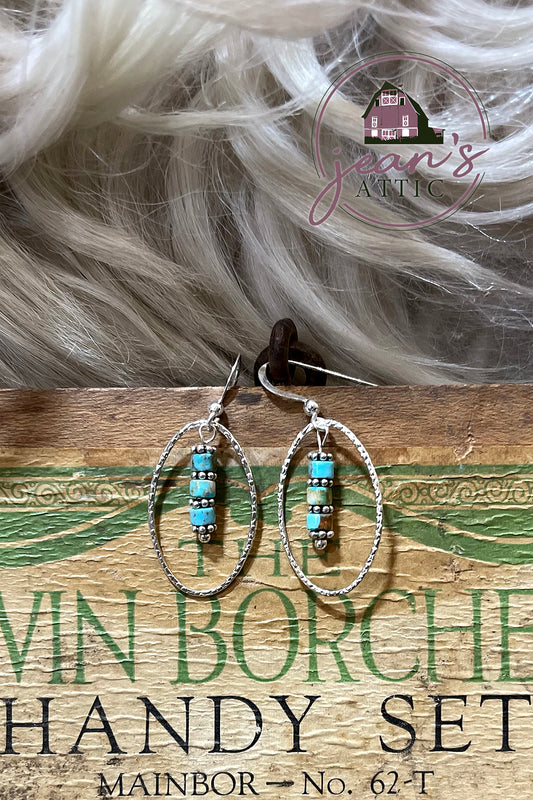 High Grade Turquoise, Navajo Pearl & Sterling Silver Earring