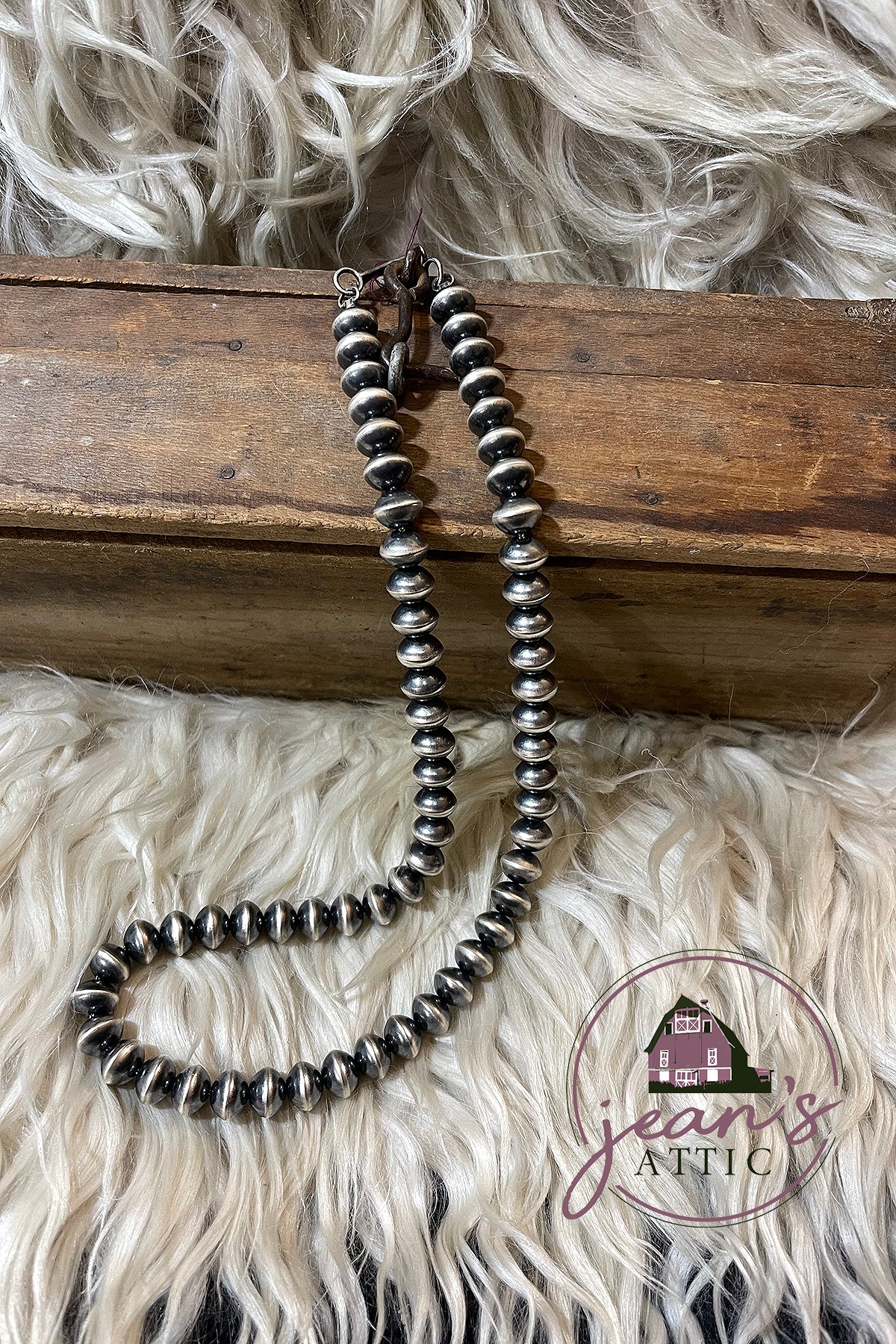 22" 10 mm Navajo Disc Pearl Necklace