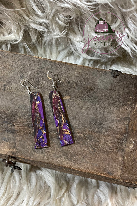 Navajo Sterling Silver Slab Earring Purple