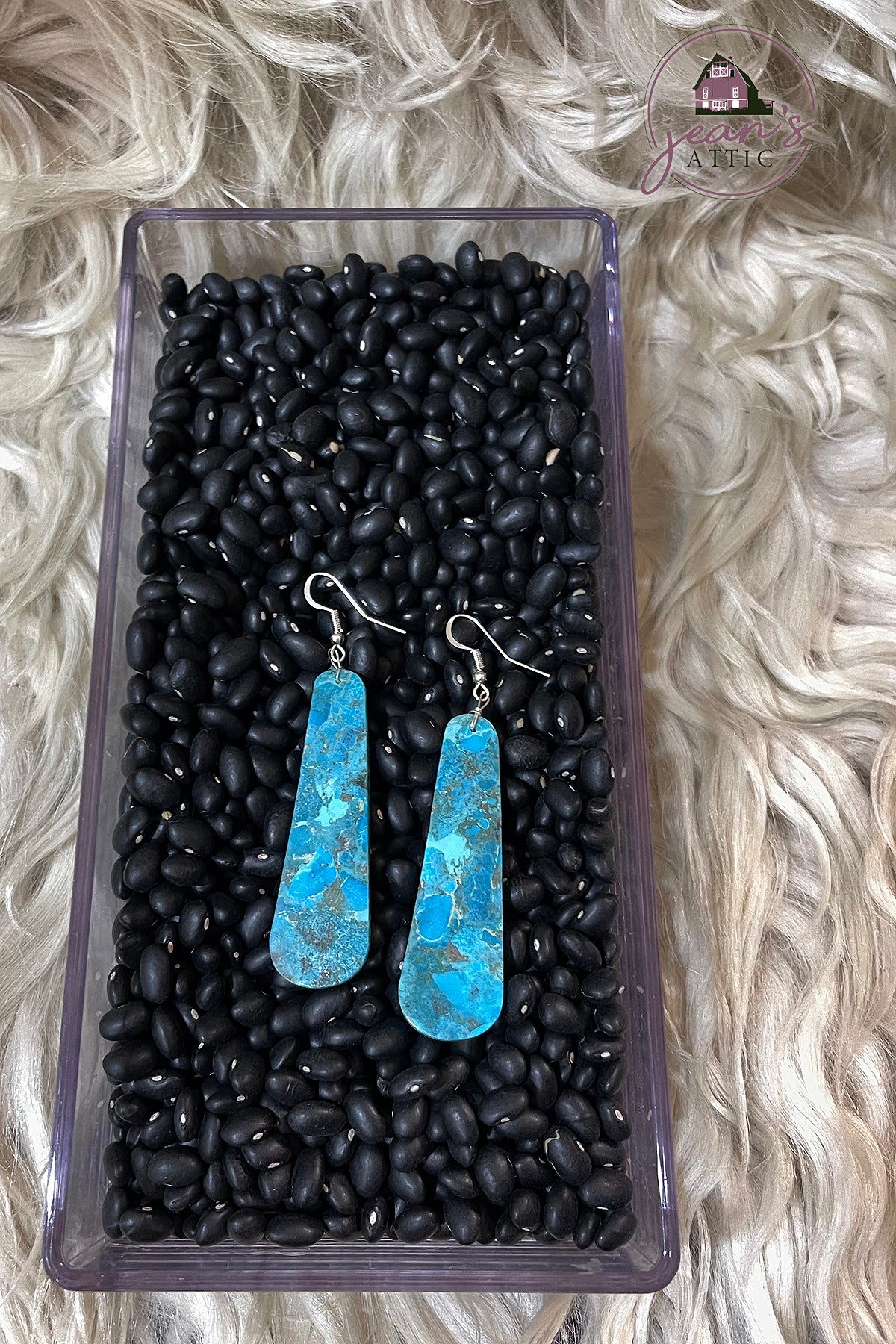 Navajo Sterling Silver Turquoise Slab Earring
