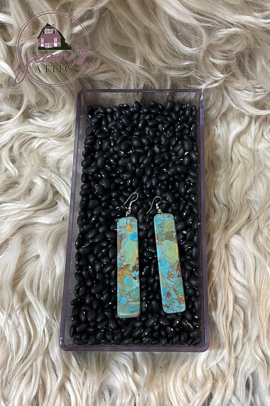 Navajo Sterling Silver Turquoise Slab Earring