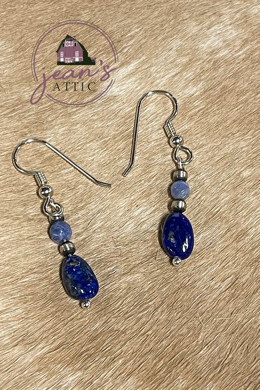 Sterling Silver, Lapis & Navajo Pearl Earring