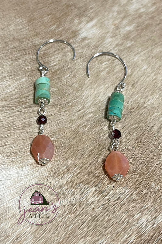 Sterling Silver with Heishi Turquoise & Gemstone Earring