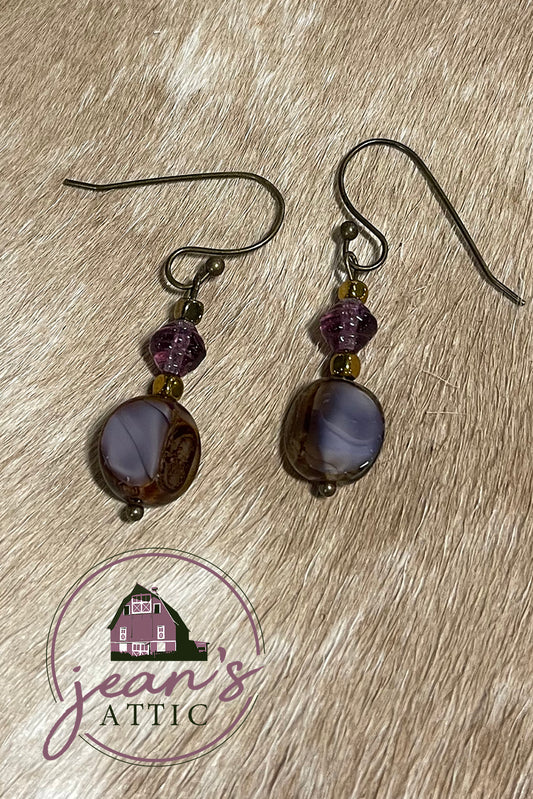 Antique Brass Czech Glass Bead Earring