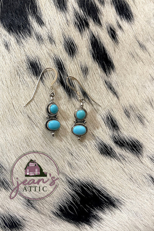 Turquoise 2 Stone Dangle Earring