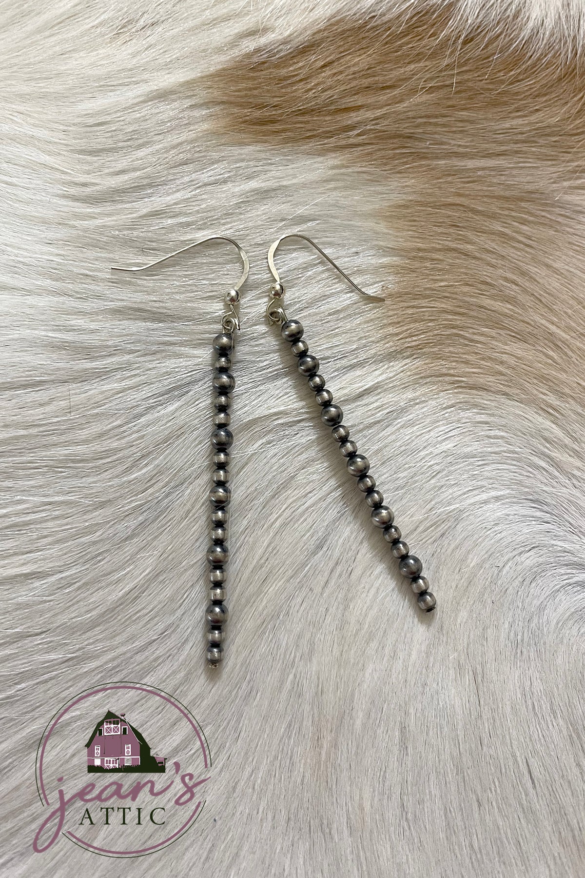 3" 3 & 4 mm Navajo Pearl Drop Earring