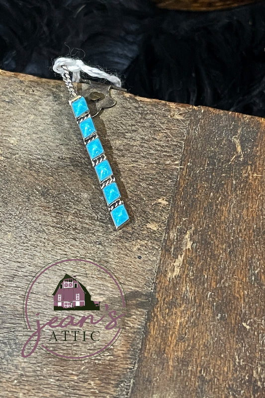 Zuni Sterling Silver Inlay Turquoise Pendant